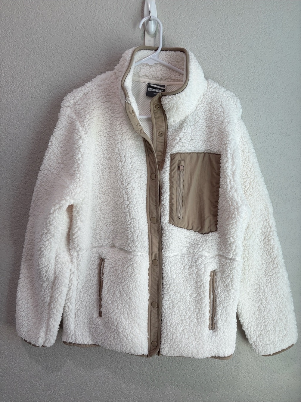 32 Degrees Teddy Sherpa Cream Tan Jacket Coat Women’s size XS